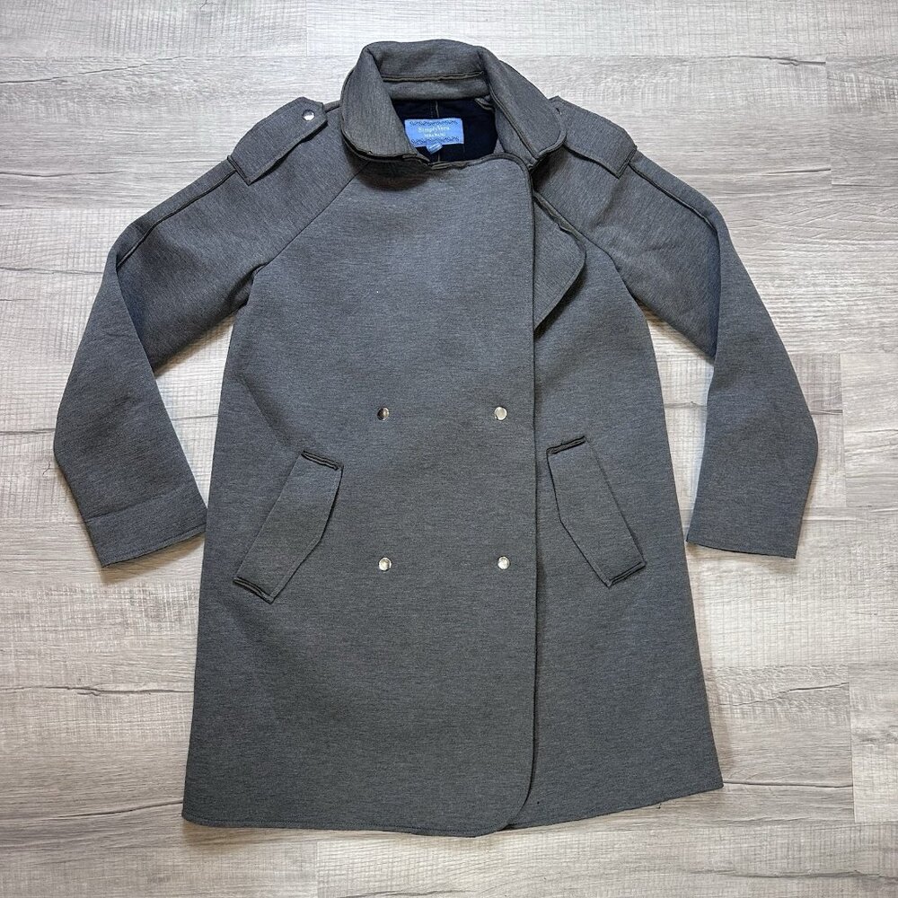 Simply Vera Vera Wang Womens Gray Double-Breasted Neoprene Suba Coat Size XS